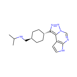 CC(C)NC[C@H]1CC[C@H](c2nnn3cnc4[nH]ccc4c23)CC1 ZINC001772572992