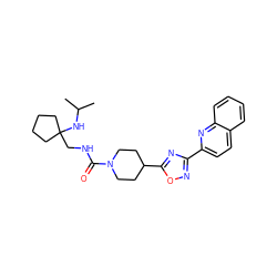 CC(C)NC1(CNC(=O)N2CCC(c3nc(-c4ccc5ccccc5n4)no3)CC2)CCCC1 ZINC000072179591