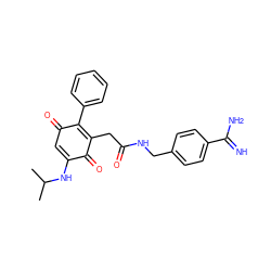 CC(C)NC1=CC(=O)C(c2ccccc2)=C(CC(=O)NCc2ccc(C(=N)N)cc2)C1=O ZINC000014956037