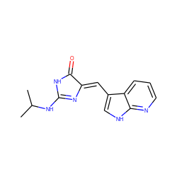 CC(C)NC1=N/C(=C\c2c[nH]c3ncccc23)C(=O)N1 ZINC000040976059