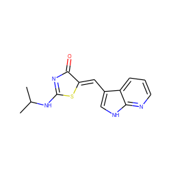 CC(C)NC1=NC(=O)/C(=C/c2c[nH]c3ncccc23)S1 ZINC000040943028