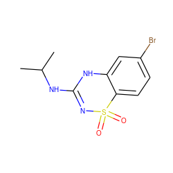 CC(C)NC1=NS(=O)(=O)c2ccc(Br)cc2N1 ZINC000082149593