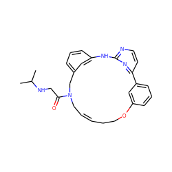 CC(C)NCC(=O)N1C/C=C/CCOc2cccc(c2)-c2ccnc(n2)Nc2cccc(c2)C1 ZINC000082159950