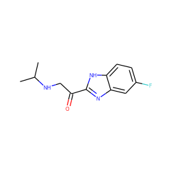 CC(C)NCC(=O)c1nc2cc(F)ccc2[nH]1 ZINC001772610801