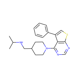 CC(C)NCC1CCN(c2ncnc3scc(-c4ccccc4)c23)CC1 ZINC000146526278