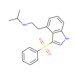 CC(C)NCCc1cccc2[nH]cc(S(=O)(=O)c3ccccc3)c12 ZINC000045351854