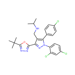 CC(C)NCc1c(-c2nnc(C(C)(C)C)o2)nn(-c2ccc(Cl)cc2Cl)c1-c1ccc(Cl)cc1 ZINC000042878656