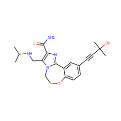 CC(C)NCc1c(C(N)=O)nc2n1CCOc1ccc(C#CC(C)(C)O)cc1-2 ZINC000215752610