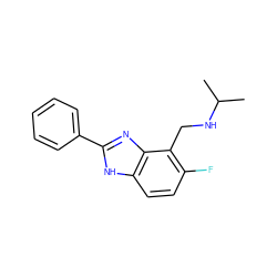 CC(C)NCc1c(F)ccc2[nH]c(-c3ccccc3)nc12 ZINC000084604150