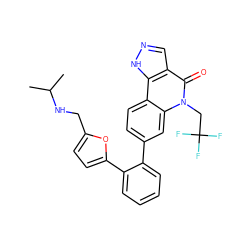 CC(C)NCc1ccc(-c2ccccc2-c2ccc3c4[nH]ncc4c(=O)n(CC(F)(F)F)c3c2)o1 ZINC000204993232