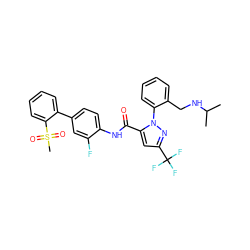 CC(C)NCc1ccccc1-n1nc(C(F)(F)F)cc1C(=O)Nc1ccc(-c2ccccc2S(C)(=O)=O)cc1F ZINC000027564558