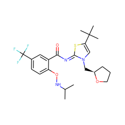 CC(C)NOc1ccc(C(F)(F)F)cc1C(=O)/N=c1\sc(C(C)(C)C)cn1C[C@H]1CCCO1 ZINC000140573437