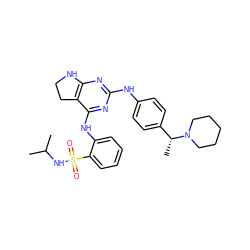 CC(C)NS(=O)(=O)c1ccccc1Nc1nc(Nc2ccc([C@@H](C)N3CCCCC3)cc2)nc2c1CCN2 ZINC000221676337