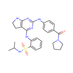 CC(C)NS(=O)(=O)c1ccccc1Nc1nc(Nc2ccc(C(=O)N3CCCC3)cc2)nc2c1CCN2 ZINC000221665566