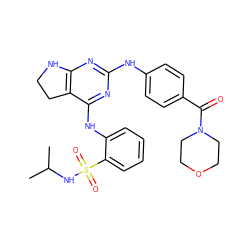 CC(C)NS(=O)(=O)c1ccccc1Nc1nc(Nc2ccc(C(=O)N3CCOCC3)cc2)nc2c1CCN2 ZINC000221700180