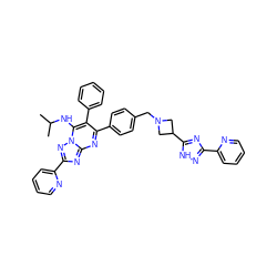 CC(C)Nc1c(-c2ccccc2)c(-c2ccc(CN3CC(c4nc(-c5ccccn5)n[nH]4)C3)cc2)nc2nc(-c3ccccn3)nn12 ZINC000205490722