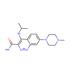 CC(C)Nc1c(C(N)=O)nnc2cc(N3CCN(C)CC3)ccc12 ZINC000095586450