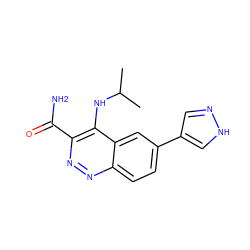 CC(C)Nc1c(C(N)=O)nnc2ccc(-c3cn[nH]c3)cc12 ZINC000095592363