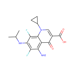 CC(C)Nc1c(F)c(N)c2c(=O)c(C(=O)O)cn(C3CC3)c2c1F ZINC000072126922