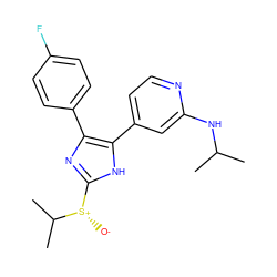 CC(C)Nc1cc(-c2[nH]c([S@+]([O-])C(C)C)nc2-c2ccc(F)cc2)ccn1 ZINC000071297096