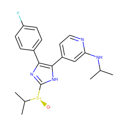 CC(C)Nc1cc(-c2[nH]c([S@@+]([O-])C(C)C)nc2-c2ccc(F)cc2)ccn1 ZINC000071297095