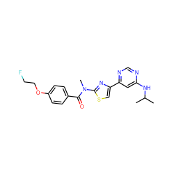 CC(C)Nc1cc(-c2csc(N(C)C(=O)c3ccc(OCCF)cc3)n2)ncn1 ZINC000084653998