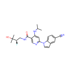 CC(C)Nc1cc(-n2ccc3cc(C#N)ccc32)ncc1C(=O)NC[C@@H](F)C(C)(C)O ZINC001772574127