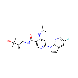 CC(C)Nc1cc(-n2ccc3cc(F)cnc32)ncc1C(=O)NC[C@@H](F)C(C)(C)O ZINC001772593588