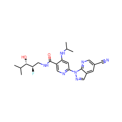 CC(C)Nc1cc(-n2ncc3cc(C#N)cnc32)ncc1C(=O)NC[C@@H](F)[C@@H](O)C(C)C ZINC001772587862