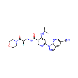 CC(C)Nc1cc(-n2ncc3cc(C#N)cnc32)ncc1C(=O)NC[C@@H](F)C(=O)N1CCOCC1 ZINC001772618652