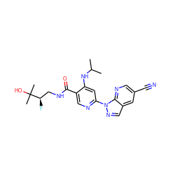 CC(C)Nc1cc(-n2ncc3cc(C#N)cnc32)ncc1C(=O)NC[C@@H](F)C(C)(C)O ZINC001772578737