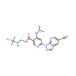 CC(C)Nc1cc(-n2ncc3cc(C#N)cnc32)ncc1C(=O)NC[C@H](F)C(C)(C)O ZINC001772645267