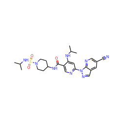 CC(C)Nc1cc(-n2ncc3cc(C#N)cnc32)ncc1C(=O)NC1CCN(S(=O)(=O)NC(C)C)CC1 ZINC001772635278