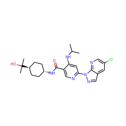 CC(C)Nc1cc(-n2ncc3cc(Cl)cnc32)ncc1C(=O)N[C@H]1CC[C@H](C(C)(C)O)CC1 ZINC001772640176