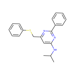 CC(C)Nc1cc(CSc2ccccc2)nc(-c2ccccc2)n1 ZINC000003104492