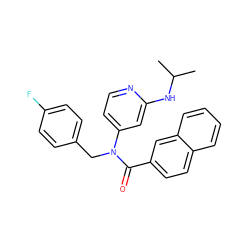 CC(C)Nc1cc(N(Cc2ccc(F)cc2)C(=O)c2ccc3ccccc3c2)ccn1 ZINC000084466482