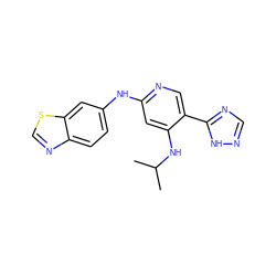 CC(C)Nc1cc(Nc2ccc3ncsc3c2)ncc1-c1ncn[nH]1 ZINC000205343853