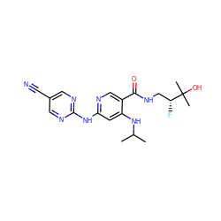 CC(C)Nc1cc(Nc2ncc(C#N)cn2)ncc1C(=O)NC[C@@H](F)C(C)(C)O ZINC000149660518