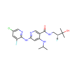 CC(C)Nc1cc(Nc2ncc(Cl)cc2F)ncc1C(=O)NC[C@@H](F)C(C)(C)O ZINC000219919188