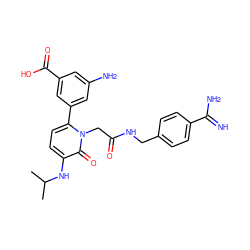 CC(C)Nc1ccc(-c2cc(N)cc(C(=O)O)c2)n(CC(=O)NCc2ccc(C(=N)N)cc2)c1=O ZINC000013528352