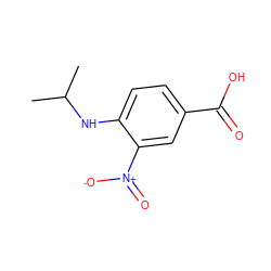 CC(C)Nc1ccc(C(=O)O)cc1[N+](=O)[O-] ZINC000013276572