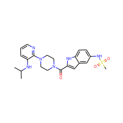 CC(C)Nc1cccnc1N1CCN(C(=O)c2cc3cc(NS(C)(=O)=O)ccc3[nH]2)CC1 ZINC000018516586