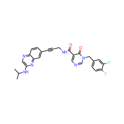 CC(C)Nc1cnc2ccc(C#CCNC(=O)c3cncn(Cc4ccc(F)c(F)c4)c3=O)cc2n1 ZINC000096176147