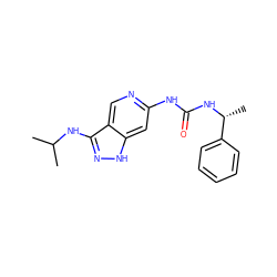 CC(C)Nc1n[nH]c2cc(NC(=O)N[C@H](C)c3ccccc3)ncc12 ZINC001772633045