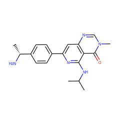 CC(C)Nc1nc(-c2ccc([C@@H](C)N)cc2)cc2ncn(C)c(=O)c12 ZINC000143263087