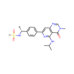 CC(C)Nc1nc(-c2ccc([C@@H](C)NS(C)(=O)=O)cc2)cc2ncn(C)c(=O)c12 ZINC000143461900