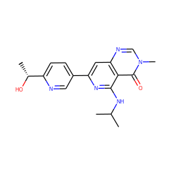 CC(C)Nc1nc(-c2ccc([C@@H](C)O)nc2)cc2ncn(C)c(=O)c12 ZINC000115625549