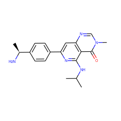 CC(C)Nc1nc(-c2ccc([C@H](C)N)cc2)cc2ncn(C)c(=O)c12 ZINC000115625742