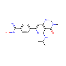 CC(C)Nc1nc(-c2ccc(C(=N)NO)cc2)cc2ncn(C)c(=O)c12 ZINC000115624999