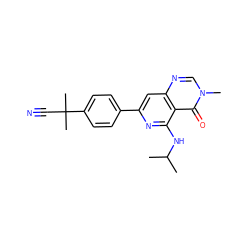 CC(C)Nc1nc(-c2ccc(C(C)(C)C#N)cc2)cc2ncn(C)c(=O)c12 ZINC000115625257